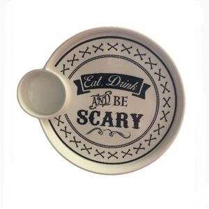 CIROA porcelain Eat, Drink, and Be Scary Chip and Dip Serving Plate